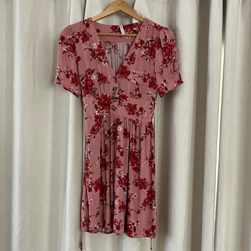 Xhilaration Pink Floral Midi Dress